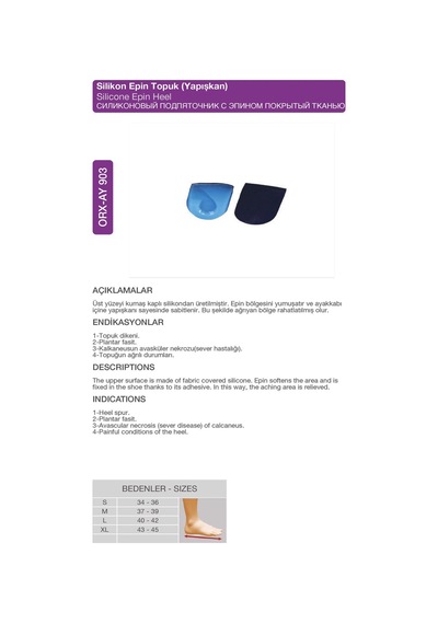 Silikon Epin Topukluk Yapışlı Topuk Dikeni  İçin Orx -ay903 S