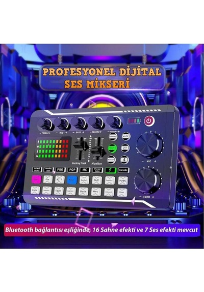 Alfalink Stüdyo Ses Mikseri Şarjlı F998 Bluetooth Dj Canlı Yayın Kondenser Mikrofon Bağlantısı