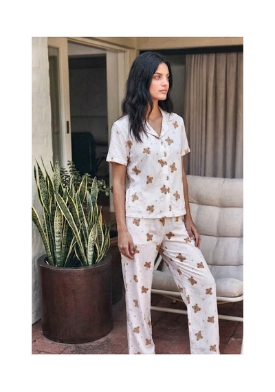 Fit Women Viskon Karışım Homewear Kırık Beyaz Pijama Takımı