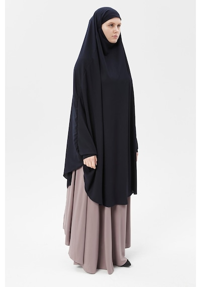 Altobeh Kadın Tesettür Medine İpeği Çarşaf Üstü Peçeli Sufle Hijab Lacivert