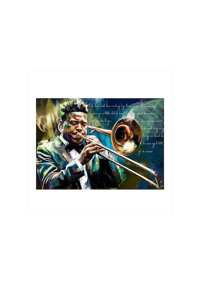 Trombon Çalan Sanatçı Mdf Tablo