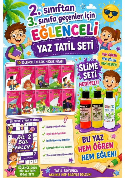 2.sınıftan 3.sınıfa Geçenler İçin Eğlenceli Tatil Seti Slime Set Hediyeli