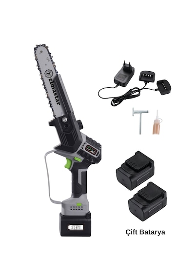 Zimastar Sc-5808 Akülü Zincirli Budama Testeresi 21v 4ah Çift Akülü Ve Sc-7612 Teleskopik Uzatma Aparatı