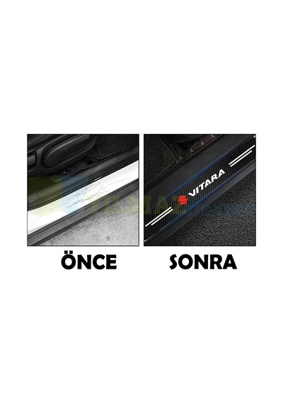 Suzuki Vitara Karbon Kapı Eşiği Koruma Oto Sticker Etiket 4 Parça