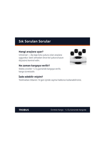Trobus Silikon Dış Kapı Kolu Koruyucu Şerit 4 Adet Siyah