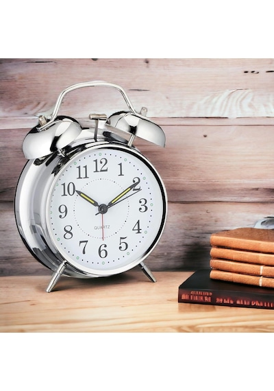Valkyrie Akar Saniyeli Nostaljik Büyük Boy Masa Çalar Saat Yüksek Alarm Sesi 16,5cm Hediyelik Işıklı Parlak Akrep Yelkovan