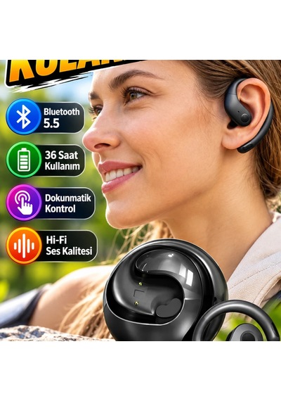 Bluetooth 5.5 Kablosuz Kulaklık Dokunmatik Kontrollü 36 Saat Kullanım Hi-fi Ses 00