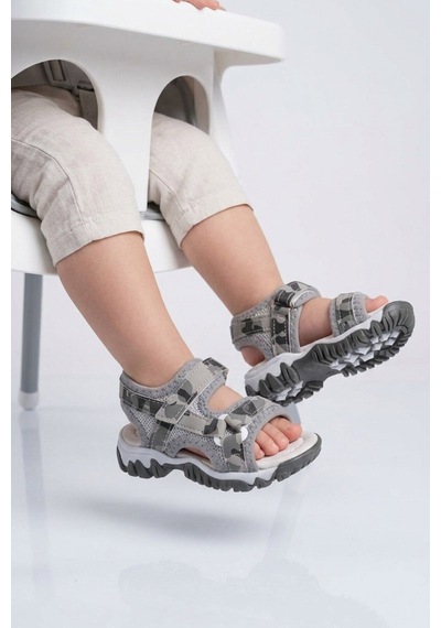 Arzen Gri-kamuflaj Polyester Karışımlı Çocuk Sandalet 25t104 B
