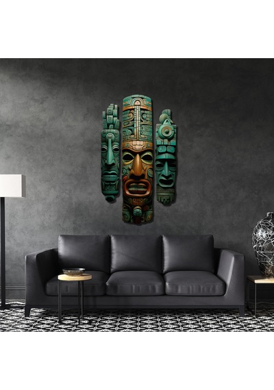 Aztec Totem Trio Metal Tablo
