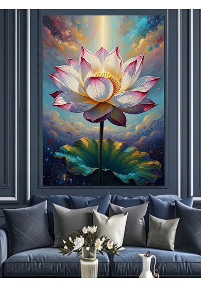 Ahşap Tablo Su Üzerinde Açan Pembe Lotus