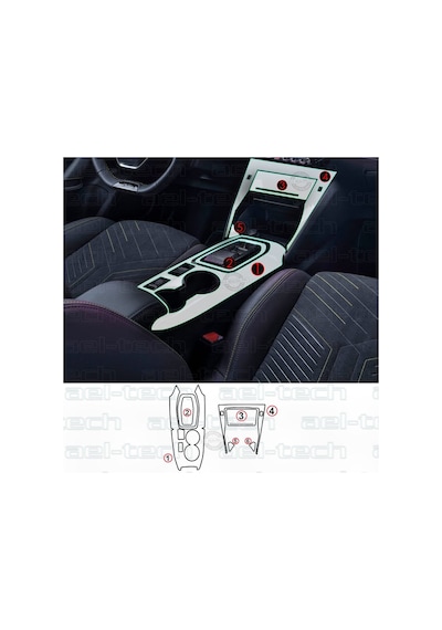 Peugeot 2008 E-toggle Uyumlu Vites Etrafı Piano Black Tpu Koruyucu 6 Lı Set