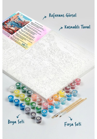 Sayılarla Boyama Seti 40 X 50 Cm Tuval Şasesine Gerili Deniz Kenarı
