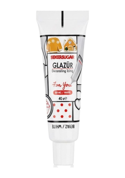 Glazür Tüp Beyaz 40 Gr Pasta Ve Kurabiye Dekor Glaze