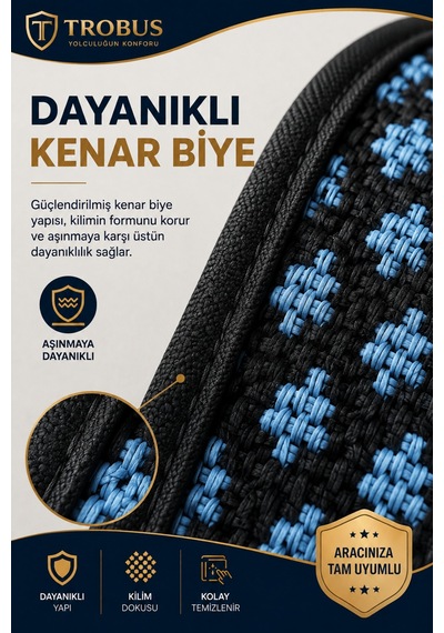 Toyota Rav4 2019 Ve Sonrası Üniversal Örme Ön 2 Parça Minder Terletmez Kaymaz Taban Siyah Mavi