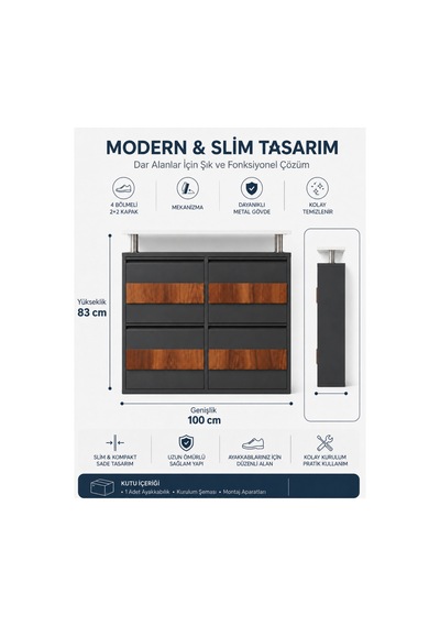 Metal Düşer Kapak Ayakkabılık Kayar Raflı Ayakkabılık 2+2 Antrasit Antrasit-ahşap Metal Düşer Kapak Ayakkabılık Kayar Raflı Ayakkabılık 2+2 Antrasit Antrasit-ahşap