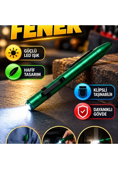 Led Kalem Fener Klipsli, Hafif Ve Taşınabilir Aydınlatma Aracı