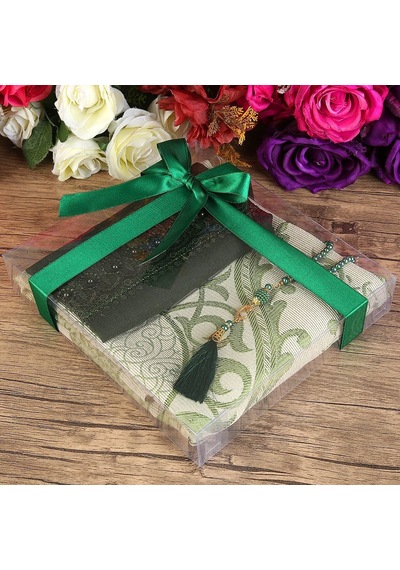 Hediyelik Seccade, Şal, İnci Tesbih, Asetat Kutulu 26 23 Cm 450 Gr Set-yeşil Çok Renkli