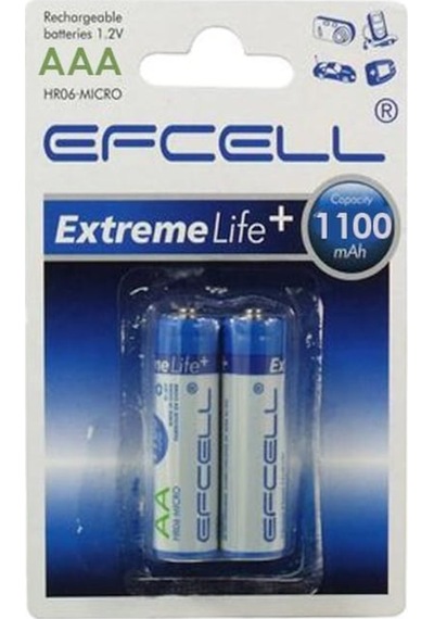 Efcell HR-1100AAA 1100 mAh AAA Ni-MH Şarj Edilebilir İnce Kalem Pil 2'li