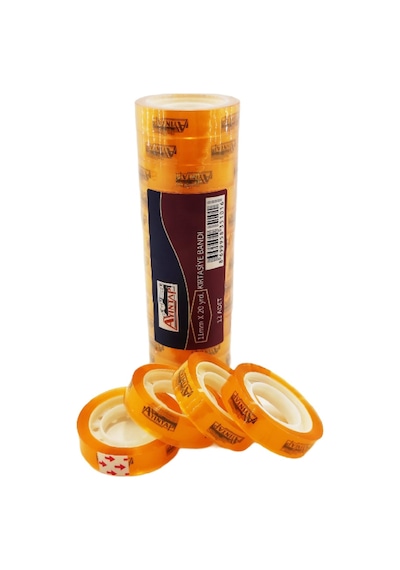 Ayıntap 11 MM x 20 Yrd. Şeffaf Ofis Para Bandı 12 Li Paket