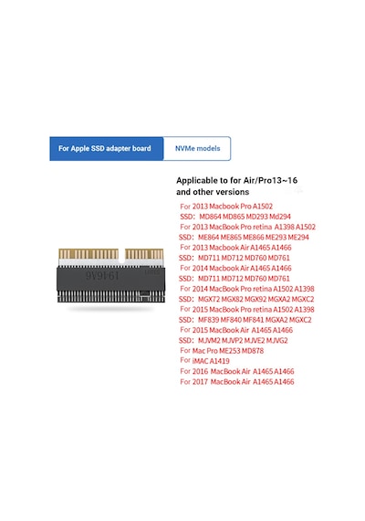 Apple Uyumlu MacBook A1398-A1502-A1465-A1466-A1419 M.2 Nvme Ssd Çevirici