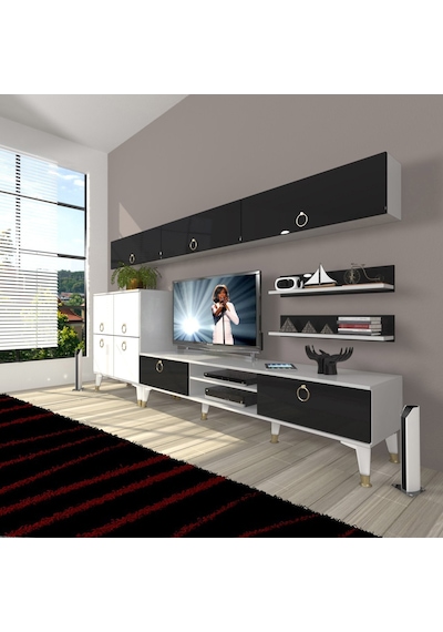 Decoraktiv Eko 8 Mdf Dvd Gold Tv Ünitesi Tv Sehpası Beyaz - Siyah Decoraktiv Eko 8 Mdf Dvd Gold Tv Ünitesi Tv Sehpası Beyaz - Siyah