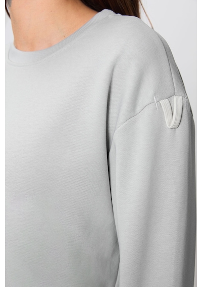 Tommy Life Taş Kompakt Pamuklu Kalın Pürüzsüz Dokulu O Yaka Oversize Fit Kadın Eşofman Takım - 95341 Taş