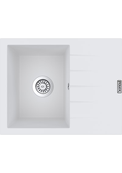 Polex Cristalüx Granit Evye P-S60 Beyaz Tezgah Altı Ve Tezgah Üstü Kare Mutfak Evyesi 60.5x49.5 CM