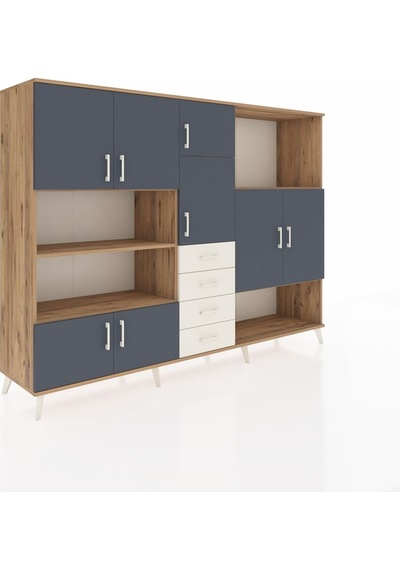 Hyperion Dolap 10 Raflı 4 Çekmeceli 8 Kapaklı 220x44x163 Çam-antr Çam-antrasit/aytaşı Hyperion Dolap 10 Raflı 4 Çekmeceli 8 Kapaklı 220x44x163 Çam-antr Çam-antrasit/aytaşı