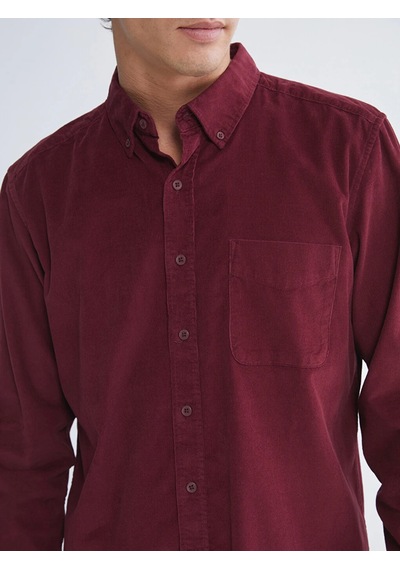 Lcwaıkıkı Classic Bordo Regular Fit Uzun Kollu Kadife Erkek Gömlek