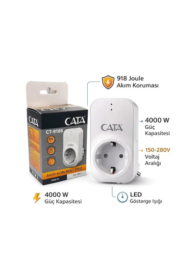 Lexroo 4000w 918 Joule Akım Korumalı Priz Regülatör Cata Ct-9196 Diğer
