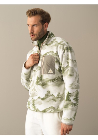 Xint Yeşil Oversize Dik Yaka Polar Sweatshirt 300273