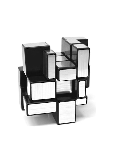 Geometrik Zeka Küpü 3x3 Farklı Şekiller Zor Bulmaca Zeka Oyuncakları Metalik Gri