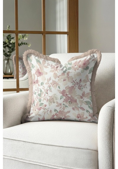 Pastel Çiçek Bahçesi Saçaklı Yastık Kılıfı - Soft Romantik Vintage Pudra Bej Püsküllü Kırlent Kılıfı Sedefli Grili Şeftali Pastel Çiçek Bahçesi Saçaklı Yastık Kılıfı - Soft Romantik Vintage Pudra Bej Püsküllü Kırlent Kılıfı Sedefli Grili Şeftali