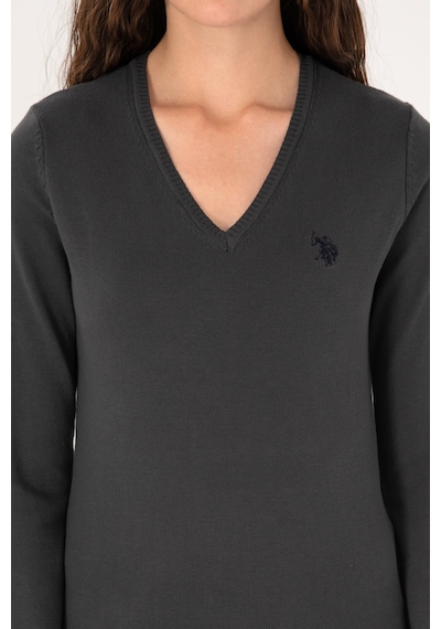 U.S. Polo Assn. Kadın Antrasit V Yaka Basic Kazak 50313590-VR006