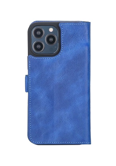 Apple İphone 13 Pro Max Uyumlu Deri Cüzdanlı Kılıf Okyanus Mavi