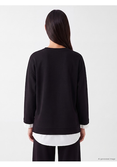 Lcw Everyday Siyah Oversize Soft Touch Kadın Sweatshirt