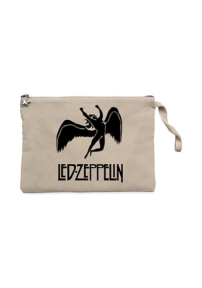 Led Zepplin Black Angel Krem Clutch Cüzdan / El Çantası Krem