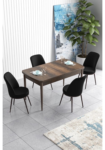 Canisa Han Serisi 70x114 Açılabilir Mdf Mutfak Masası Takımı Barok Desen Masa 4 Siyah Sandalye Masa Barok Sandalyeler Siyah Canisa Han Serisi 70x114 Açılabilir Mdf Mutfak Masası Takımı Barok Desen Masa 4 Siyah Sandalye Masa Barok Sandalyeler Siyah