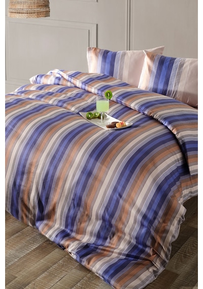 Doqu Home Saten Nevresim Takımı Maestro Çift Kişilik - Mavi Çok Renkli