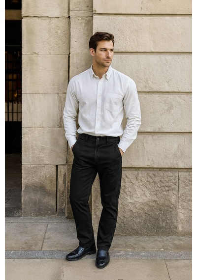 Erkek Siyah Slim Straight Likralı Jean Pantolon Siyah