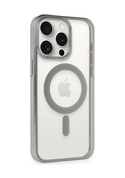 Apple iPhone  Uyumlu,  15 Pro Max Kılıf Erozi Magsafe Kapak - Gümüş