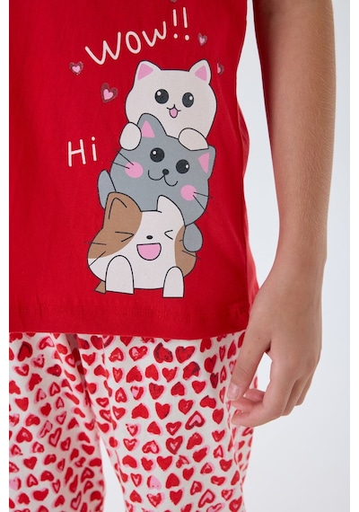 Arnetta Kız Çocuk Kırmızı Pijama Takım Kırmızı