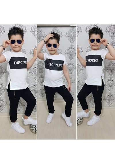Turuncu Gardrop Fermuar Detay Tişört Ve Kot Pantolon Takım Çok Renkli