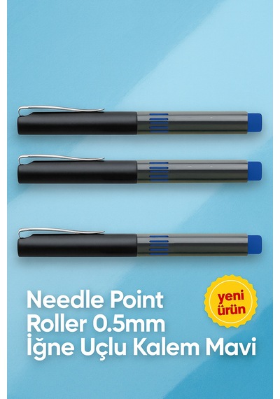 İğne Uçlu Roller Kalem 0.5 Mm Mavi 3'lü Ekonomik Paket Mavi3