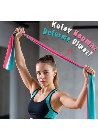 Hsport Pilates Direnç Lastiği 3 Adet Dayanıklı 1 Metre Hafif Orta Sert Fitness Yoga Esneme Bandı Çok Renkli