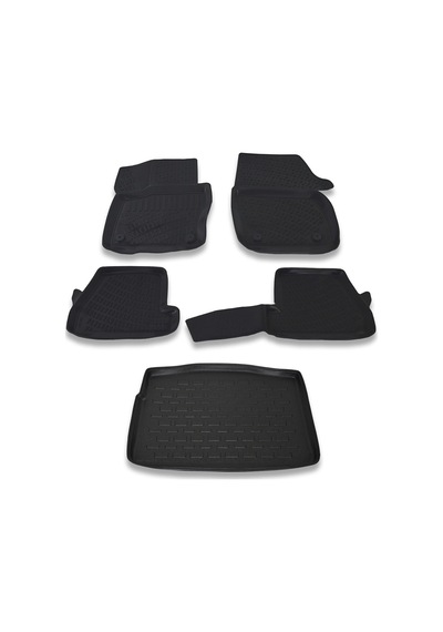 Ford Focus 3 Hb Ince Stepne 2011-2014 Paspas ve Bagaj Havuzu Seti Siyah