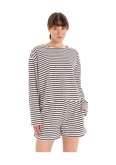 Inguz - Stripe Pamuk T-shirt Beyaz - Siyah
