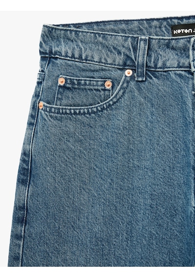 Koton Normal Bel Pamuklu Bermuda Straight Fit Jean Şort Orta İndigo 6sam40397nd