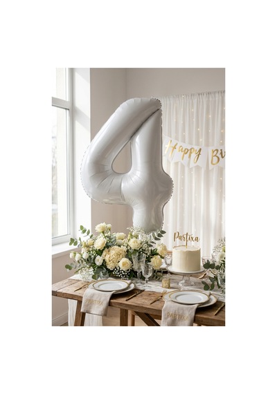 Beyaz 32 İnç Rakam 4 Folyo Balon 4 Yaş Doğum Günü Konsepti Sayı Balonu Helyum Uyumlu Parti Dekorasyon Süsleme Çok Renkli