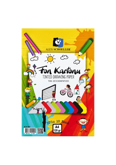 Fon Kartonu- A4 Boyutunda 10 Renk 120gr.